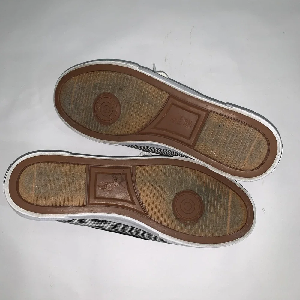 Polo Ralph Lauren Lander Boat Shoes Mens Size 12 Black Gingham Canvas Casual